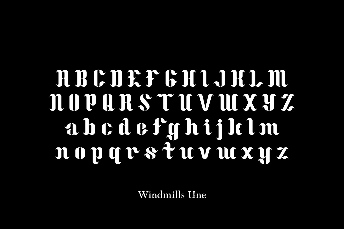Windmills - ornate swirling serif font preview 2