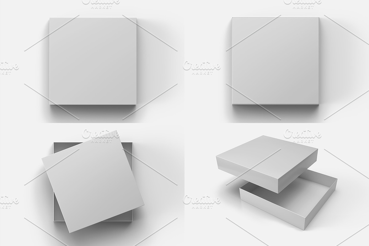 Square Box with Lid Mockups 10 Views, a Packaging Mockup by Illusiongraphic (Photo 20 of 21)