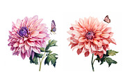 Dahlia Flower and Butterfly Clipart, an Object Graphic by EzDigitals (Thumbnail 2 of 8)