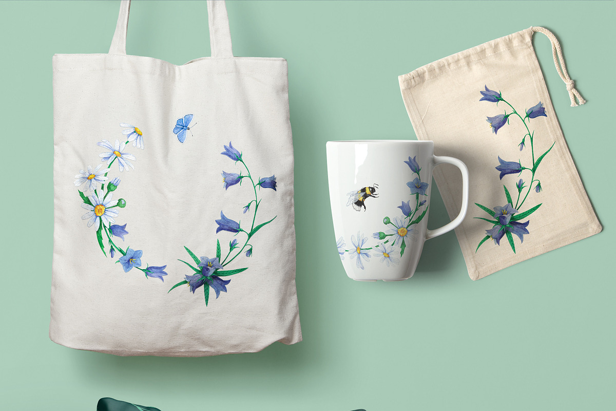 Set of watercolor wild flowers, a Work Illustration by Darka_Podarka (Photo 6 of 7)