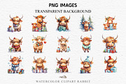 Christmas Baby Highland Cow Clipart, a Seasonal Illustration by Rabbit Heart (Thumbnail 3 of 10)