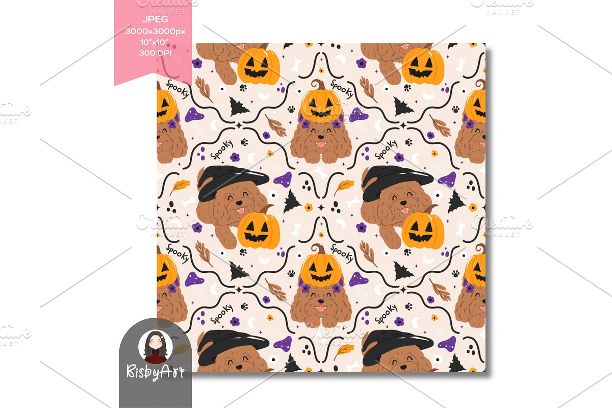 Halloween Dog Pumpkins Pattern, a Pattern Graphic by KisbyArt (Photo 2 of 3)