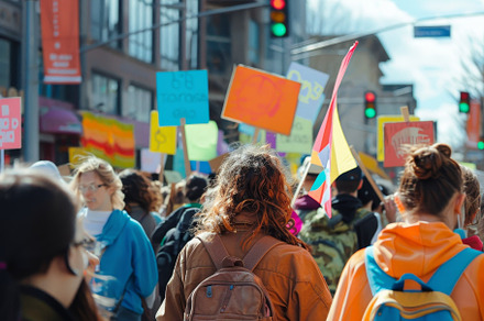 Group of individuals walking down th, a Photo by Iftikhar Alam
