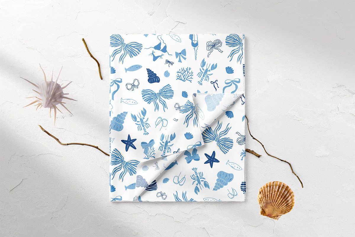 Blue tropical summer beach patterns, a Pattern Graphic by Tani Kuzminka (Photo 16 of 22)