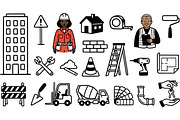 Construction Tools And Worker Clipar, an Illustration by designvectx (Thumbnail 2 of 3)