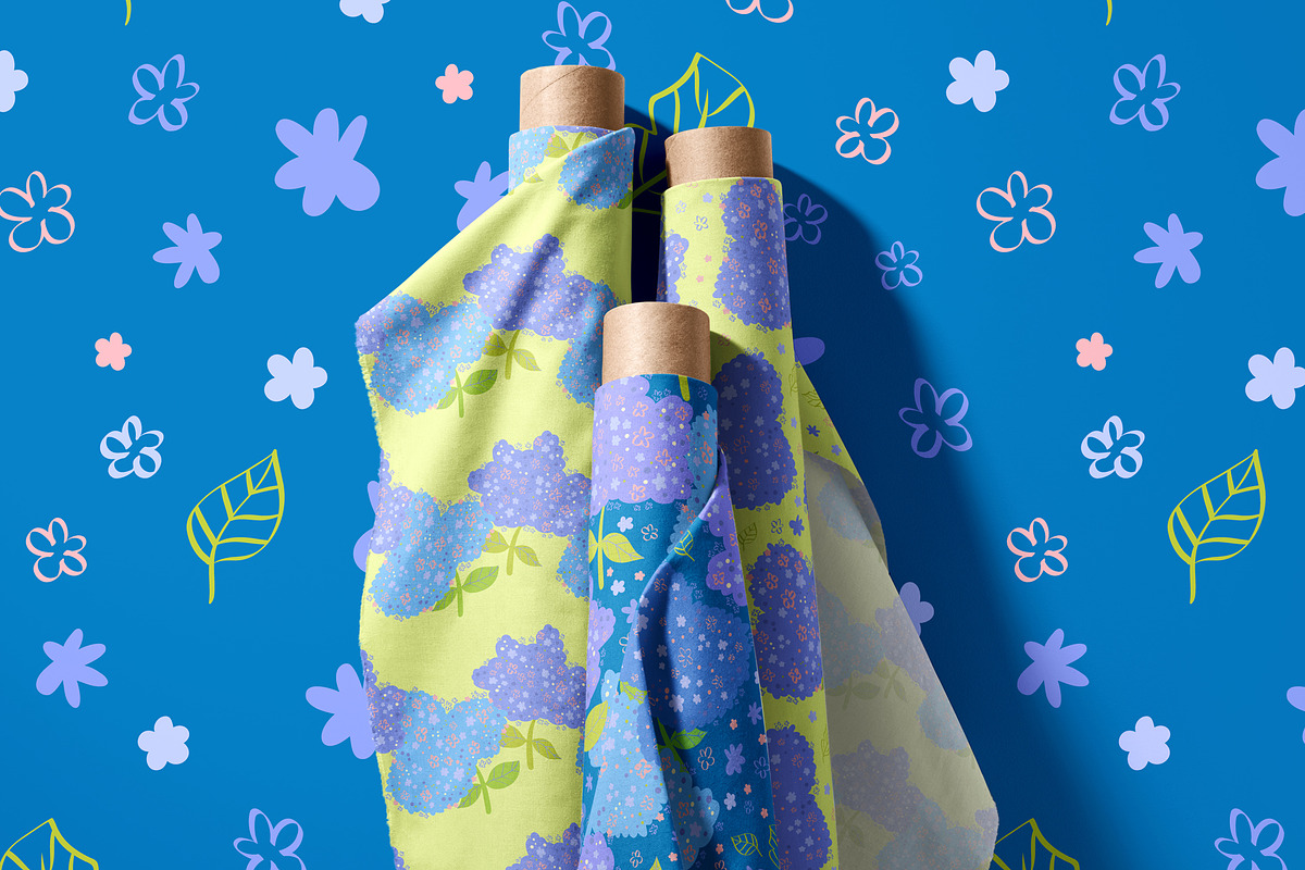 Hydrangeas floral vector pattern, a Pattern Graphic by Carpet Tapete Pretzel (Photo 5 of 14)