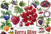 Watercolor Berry Bliss Clipart, an Illustration by Craft Nest (Thumbnail 1 of 6)