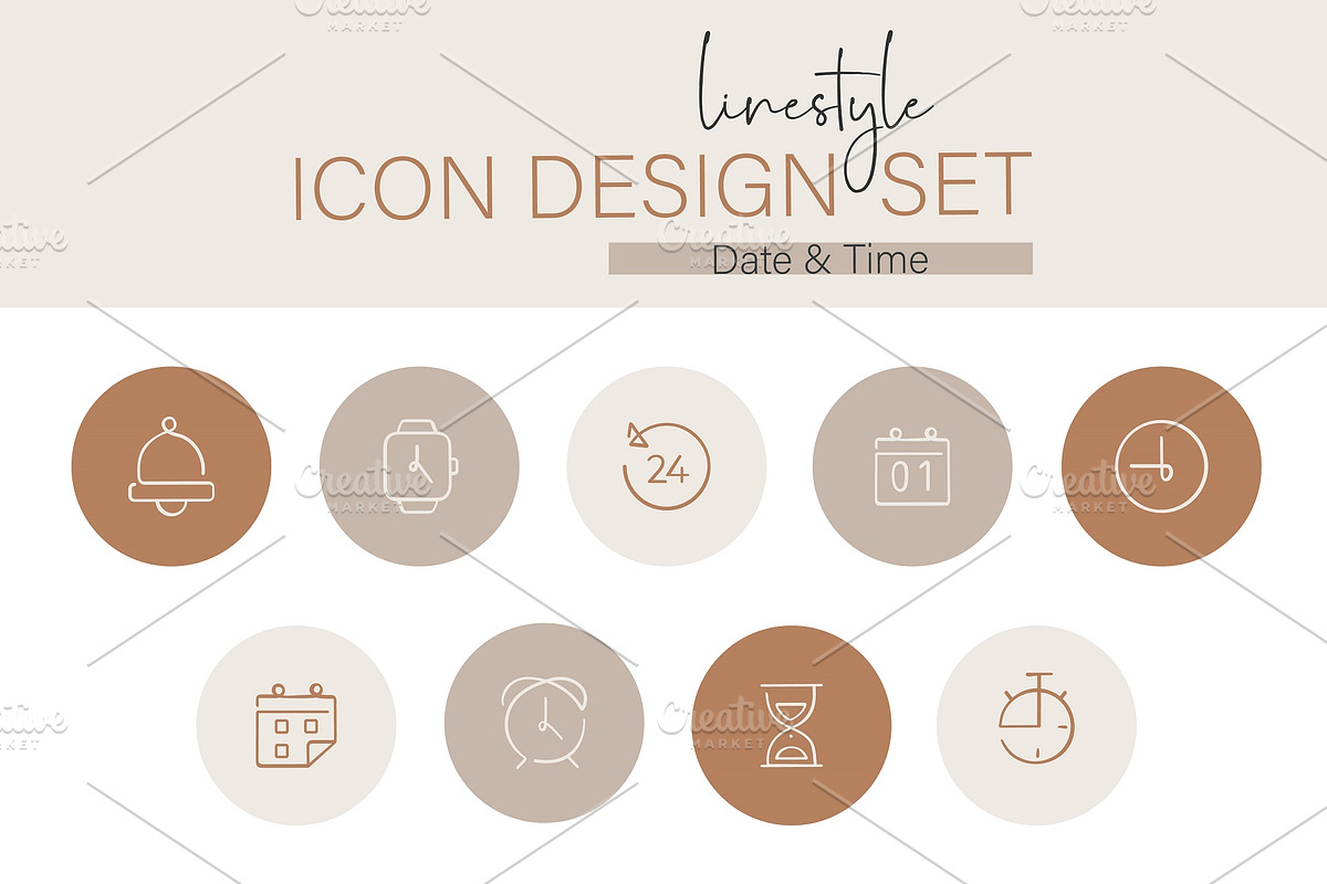 Linestyle Icon Design Date and Time, an Outline Icon by pepulousdsg