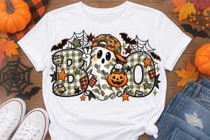 Camo Ghost Boo Halloween Pumpkin PNG