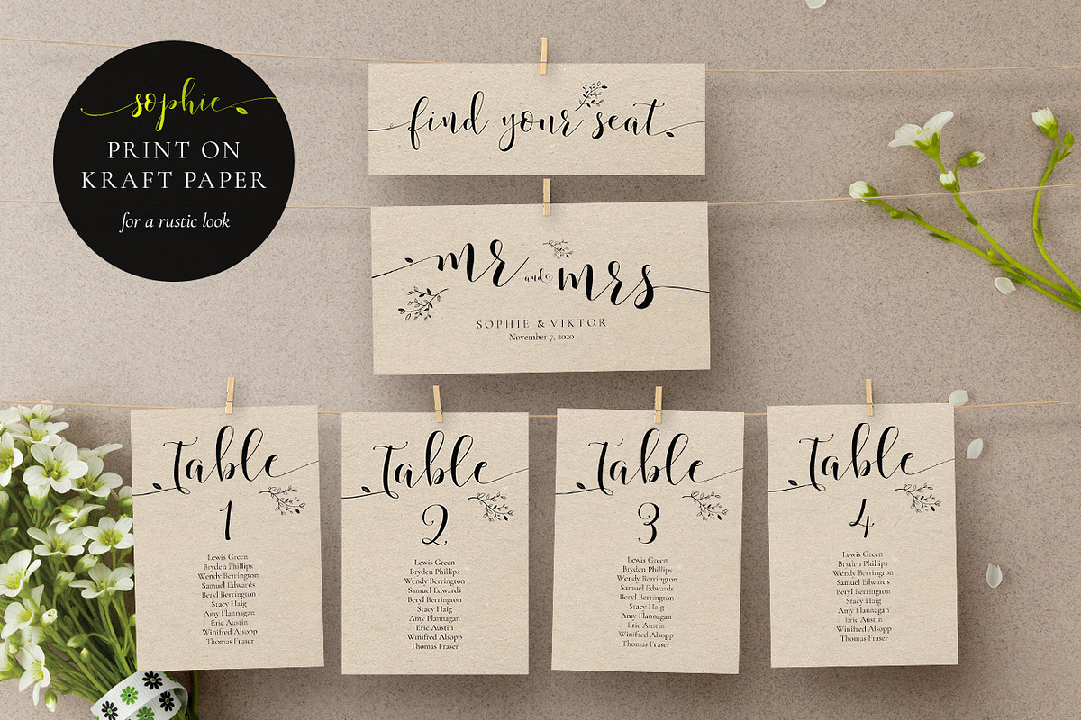 Rustic Wedding Seating Cards, Sophie, an Invitation Template by Alice Bluefox (Photo 2 of 10)