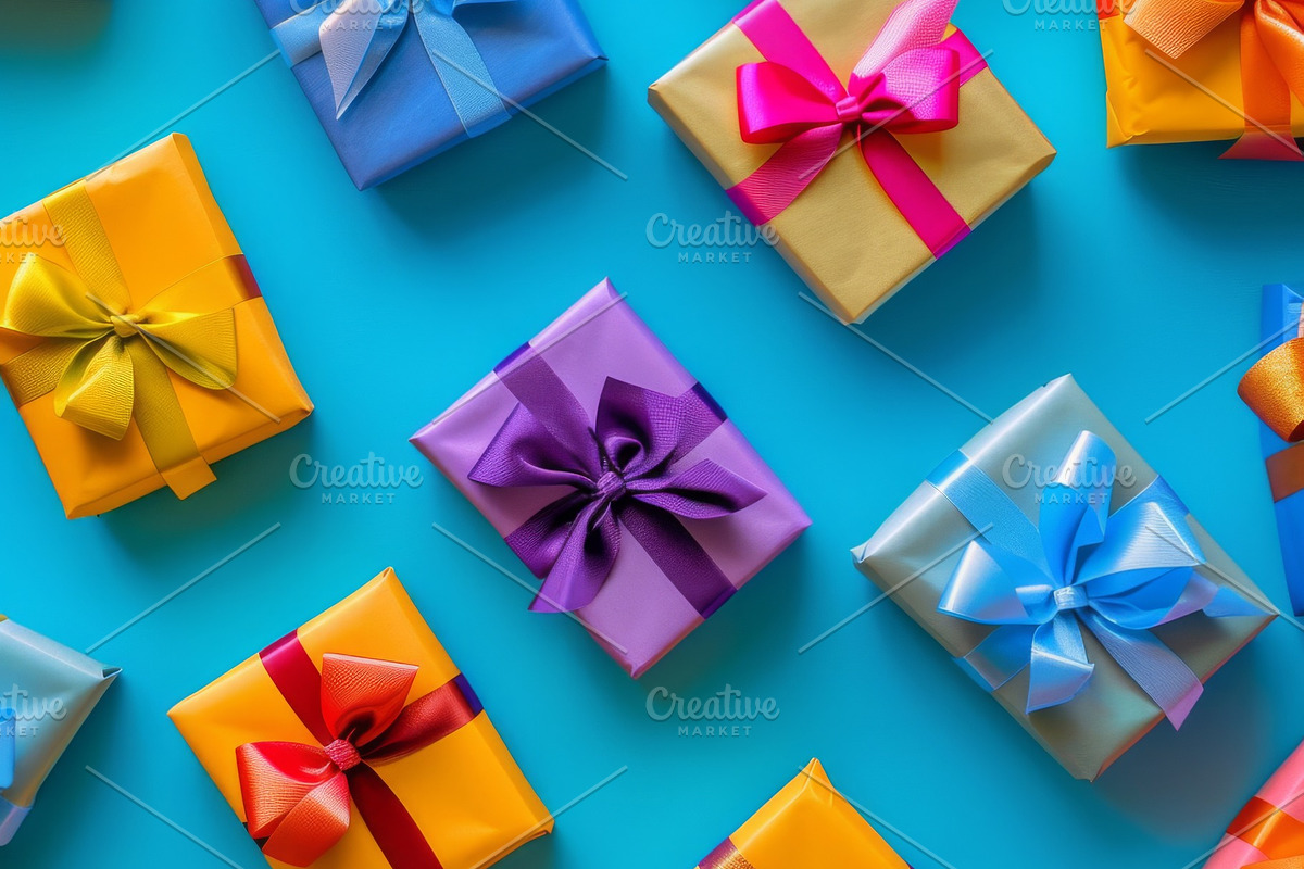 86 Gift boxes with ribbons and bows, a Holiday Photo by Handmadefont (Photo 65 of 90)