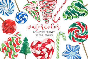 Watercolor Candy Cane Clipart, Png