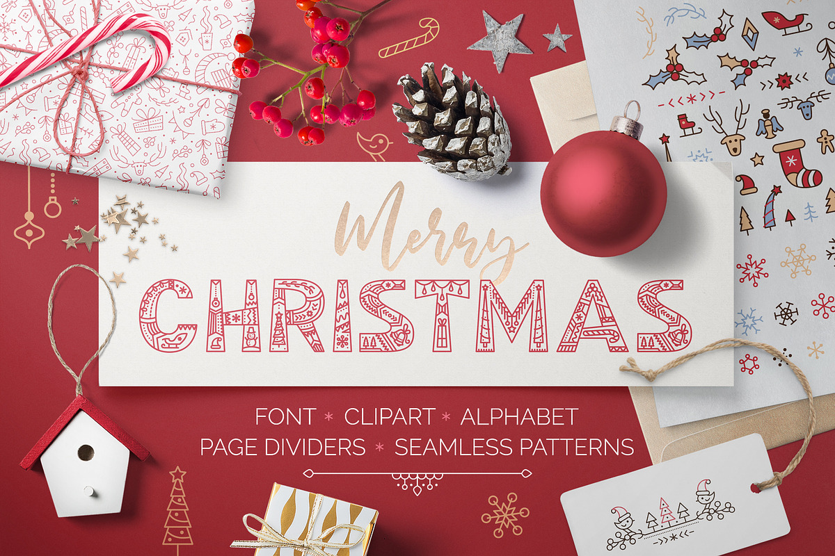 CHRISTMAS font ❆ clipart ❆ patterns