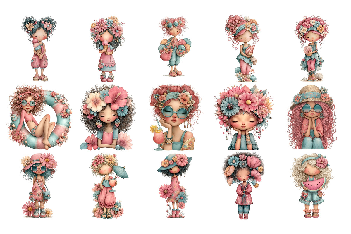 Summer Girl PNG Clipart Watercolor, a Seasonal Illustration by Nicolle's Colorful Art (Photo 3 of 3)