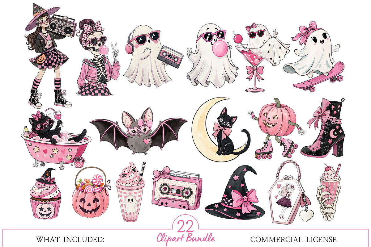 Retro Groovy Ghost Clipart, a Decorative Illustration by MockupWizard (Photo 2 of 4)