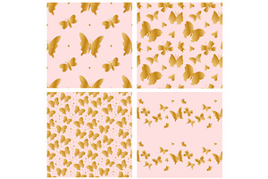 Pink & Gold Butterfly Digital Paper