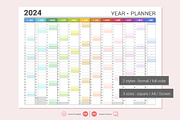 Calendar 2024 Planner Simple Style, a Stationery Template by WORAKAMON Design Studio (Thumbnail 2 of 5)