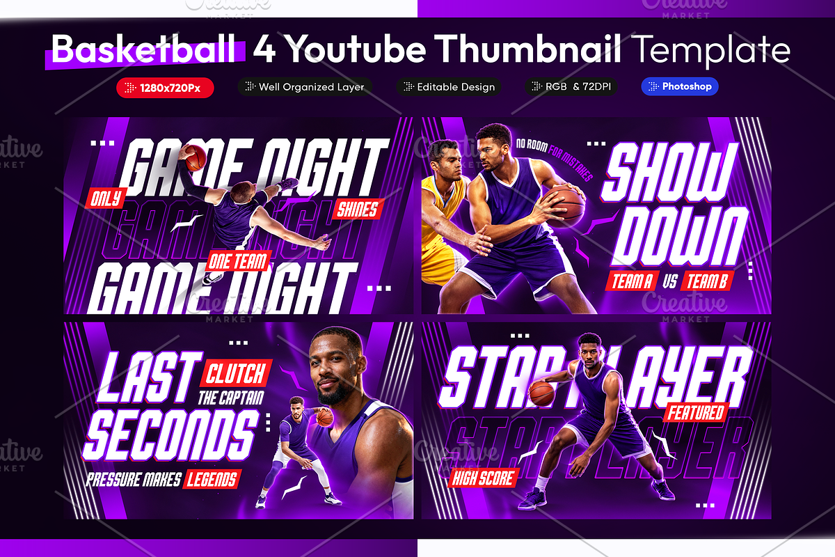 Basketball YouTube Thumbnail Pack, a Social Media Template by OnurDemircan (Photo 1 of 6)