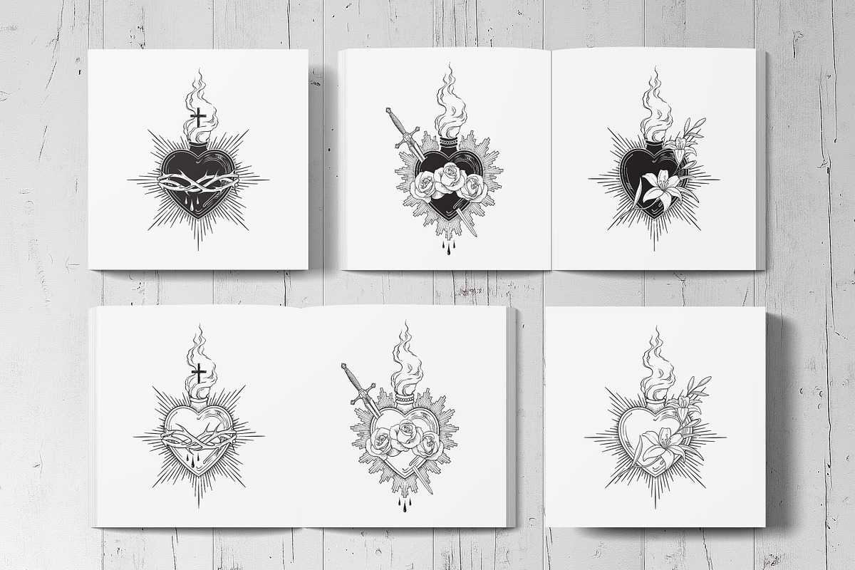 Holy Hearts Hand Drawn Vector Arts, a Decorative Illustration by Croisy (Photo 4 of 7)