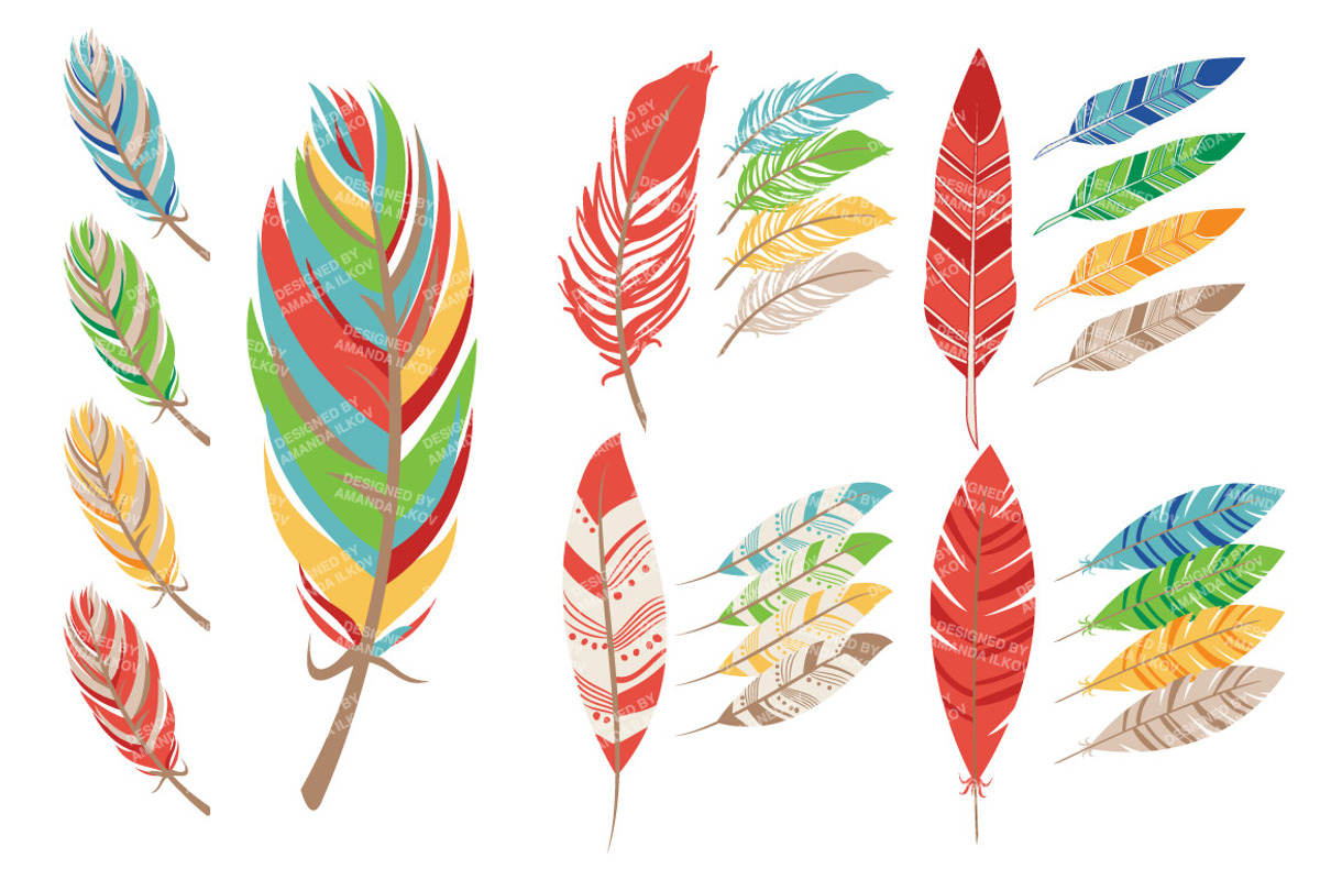 Kids Feather Clipart & Vectors, an Illustration by Amanda Ilkov (Photo 4 of 4)