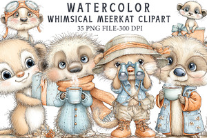Whimsical Meerkat Clipart, an Illustration by Libby Wishes