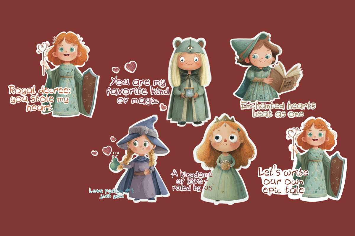 Medieval Fantasy Valentine Stickers, an Object Graphic by Amarawolf's Art (Photo 4 of 8)