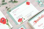 Poppy Flower Watercolor Wedding Set, an Invitation Template by Love Design (Thumbnail 2 of 14)