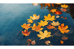 Bright maple leaves floating on, a Nature Photo by Igor Tichonow