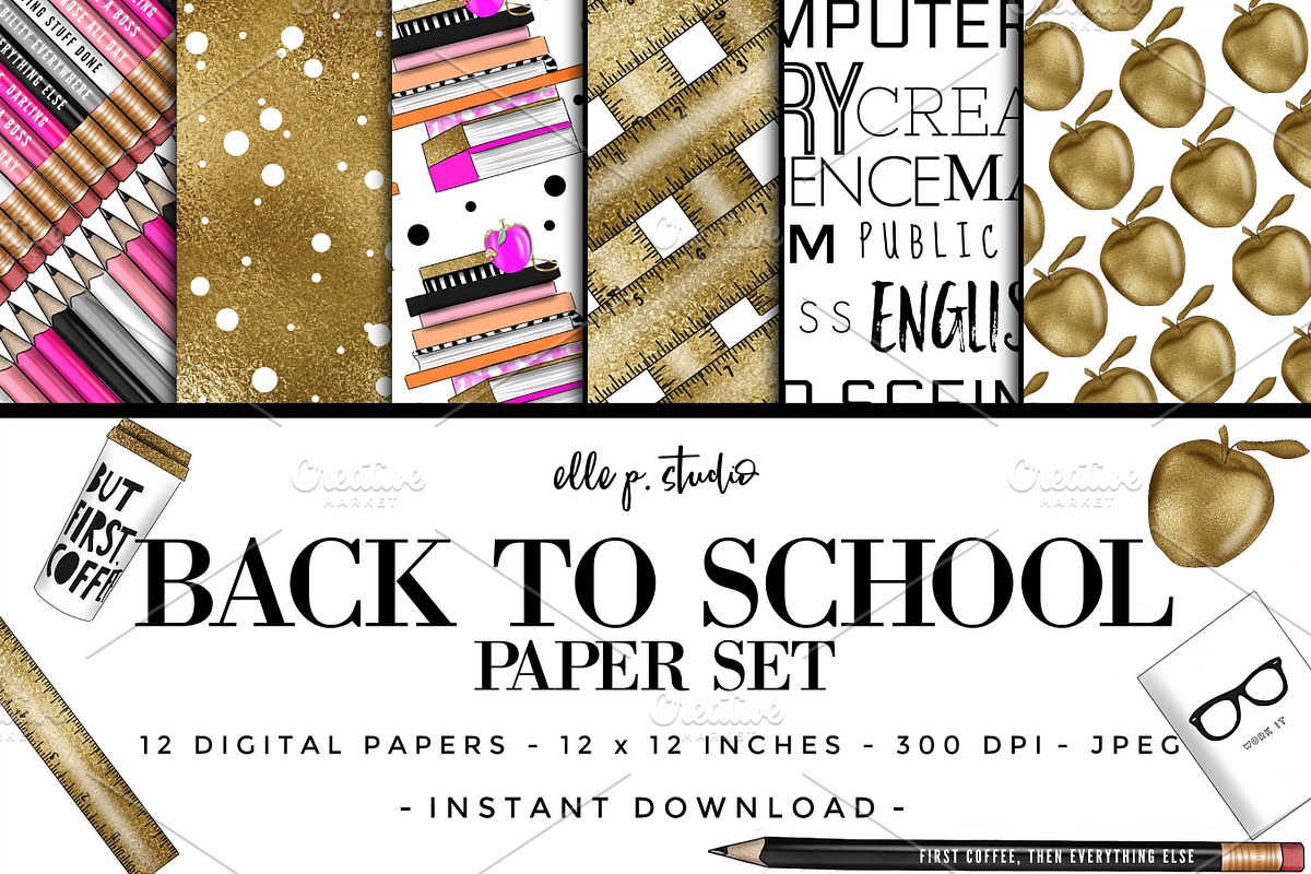 Back to School Paper Patterns, a Pattern Graphic by Elle P. Studio
