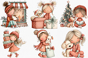 Whimsical Girl and Dog Clipart, an Illustration by Canvas Craft (Thumbnail 4 of 7)