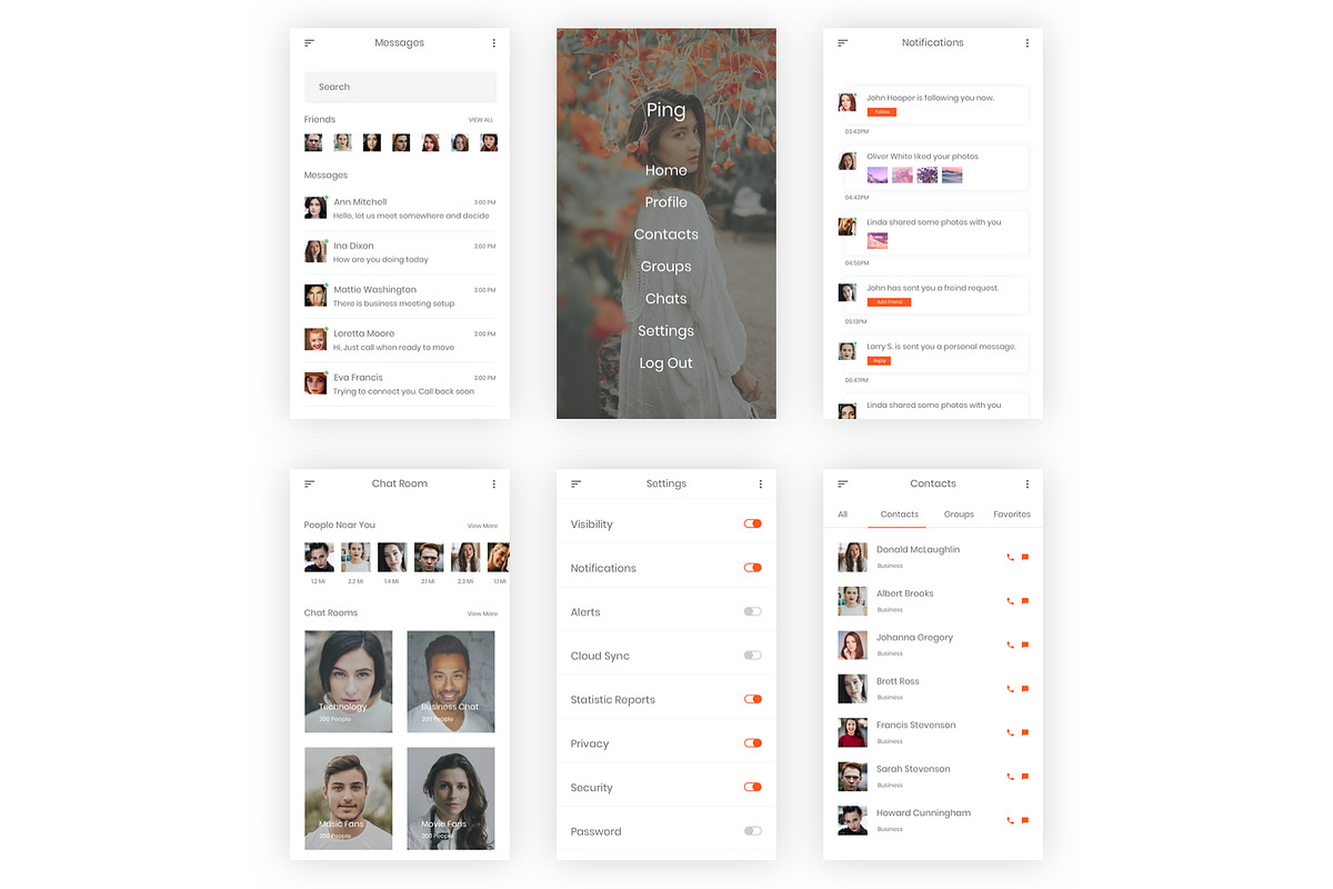 Chatting & Sharing Illustrator App, an UI Kit Template by themelove (Photo 9 of 11)