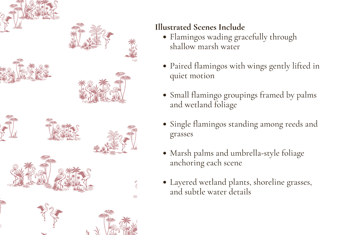 Flamingo Toile Illustrated Pattern, a Background Graphic by Hughes Studio (Photo 4 of 8)