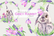 Watercolor Easter Bunny clipart, an Animal Illustration by GevelStudio (Thumbnail 1 of 8)