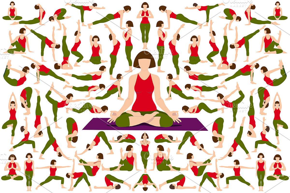 Yoga Silhouettes Pose. Exercises Set, a Healthcare Illustration by sundrameda (Photo 2 of 5)