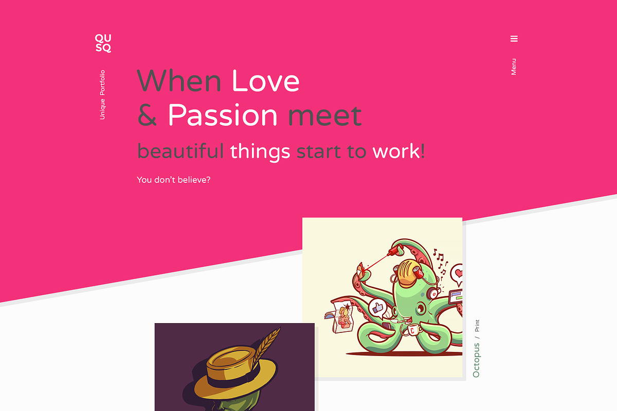 Qusq Pro - Unique Colorful Portfolio, a WordPress Template by IshYoBoy (Photo 3 of 14)