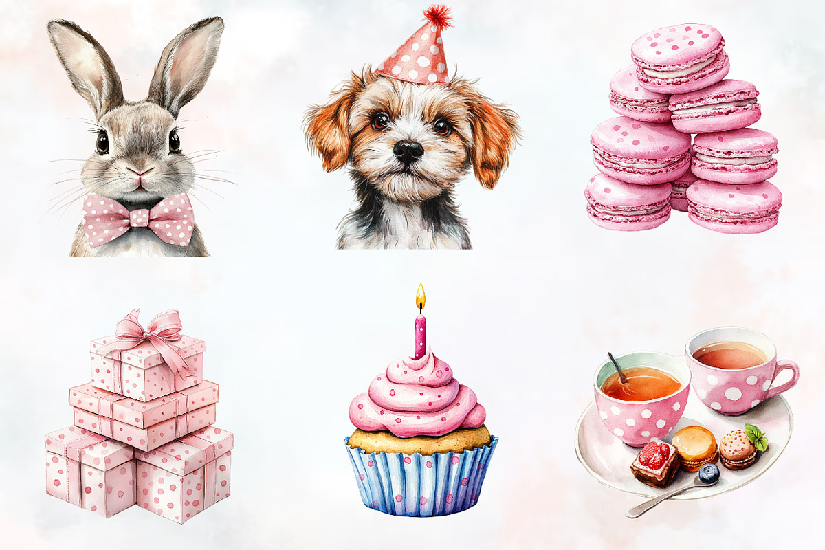 Pink Kids Birthday Clipart, an Illustration by RobertsArt (Photo 4 of 7)