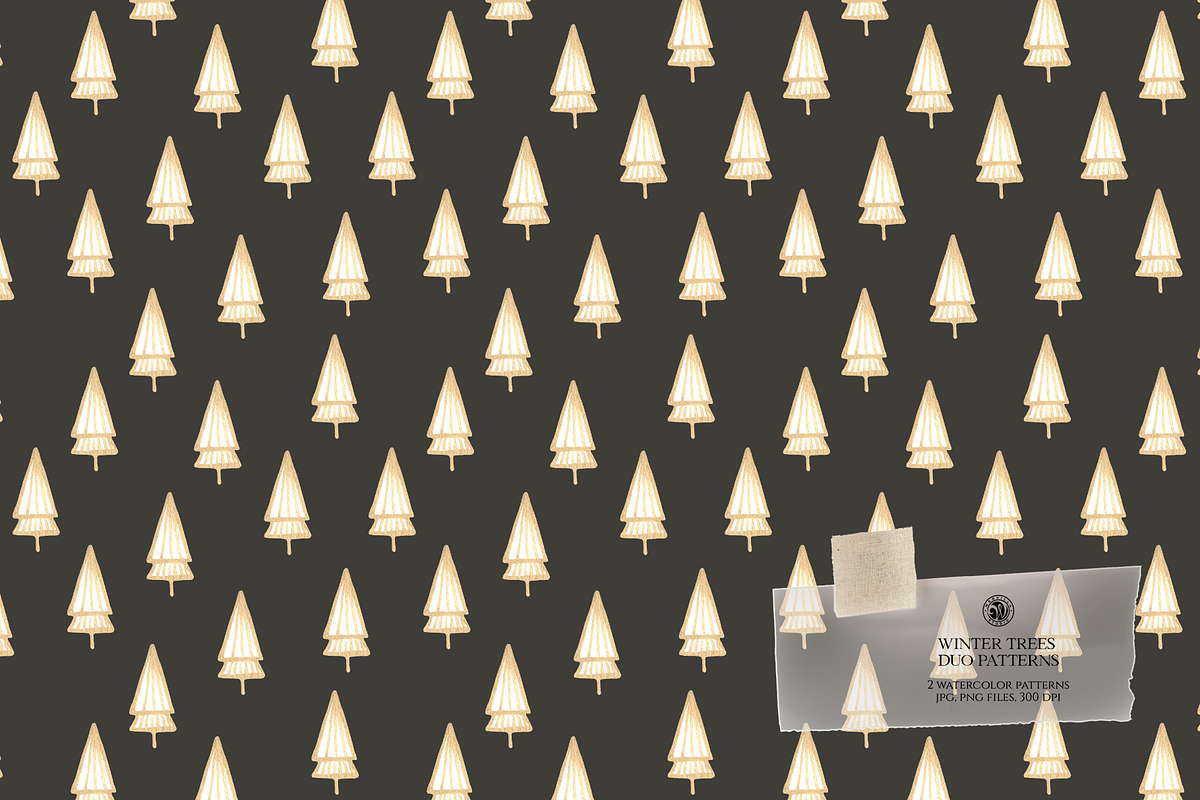 Winter Trees Watercolor Duo Patterns, a Pattern Graphic by Webvilla Studio (Photo 4 of 7)