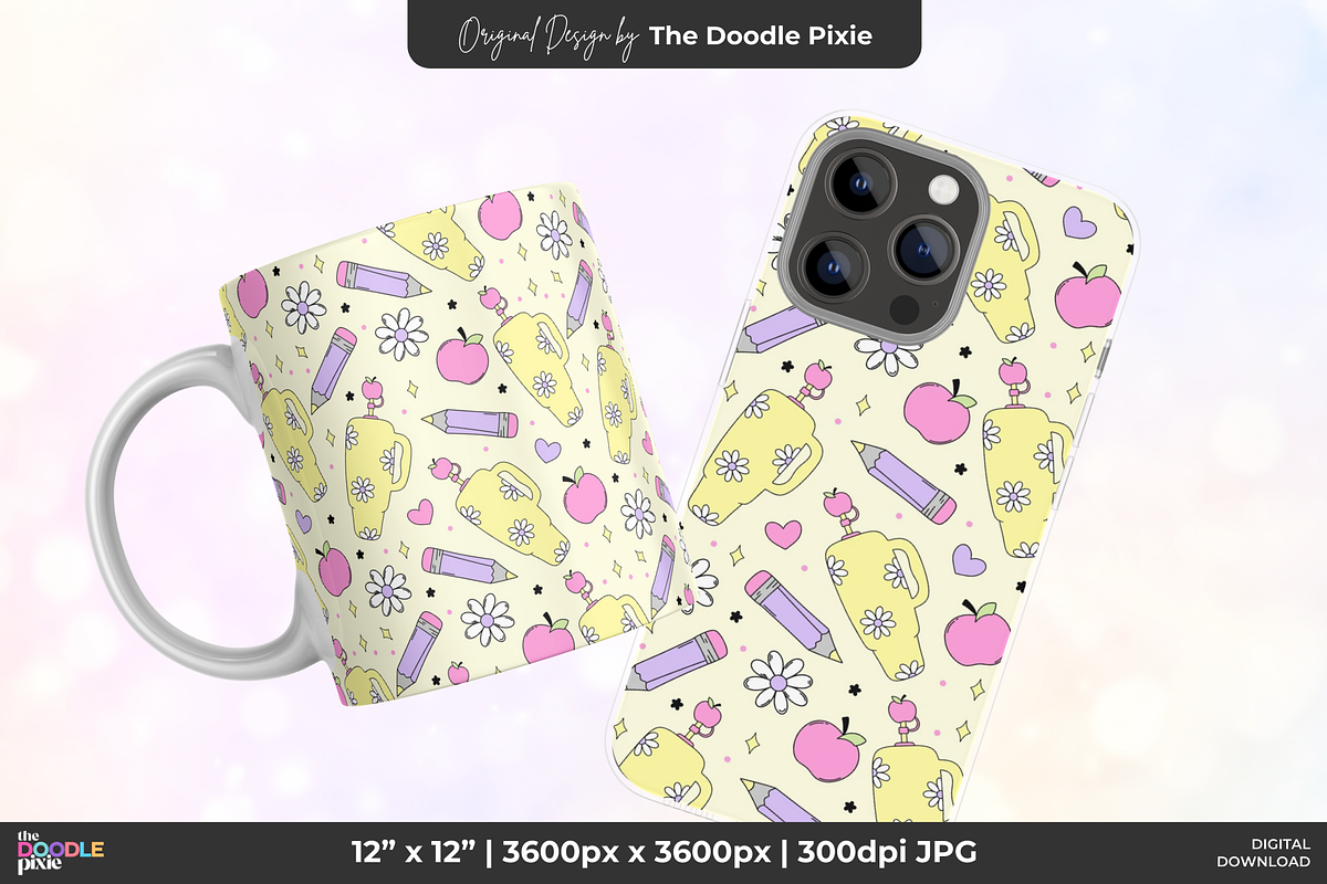 Dream Teach Repeat Pattern, a Pattern Graphic by TheDoodlePixie (Photo 3 of 3)