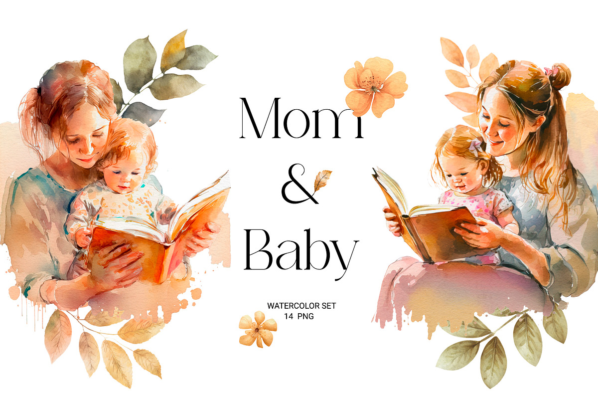 Mom & Baby. Watercolor collection, a Person Illustration by AlineArtStore (Photo 1 of 7)