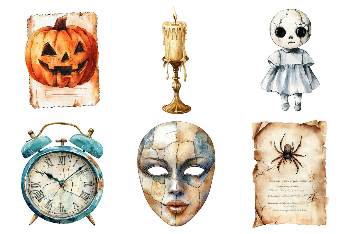 Vintage Creepy Halloween Clipart Bun, an Illustration by Daily.Designs (Photo 2 of 5)