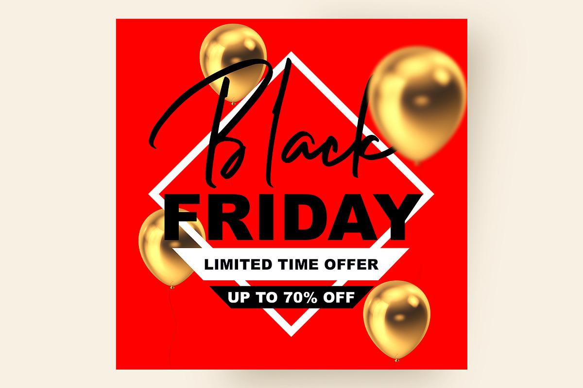 Black friday with gold balloons, a Marketing Template by Love Giftery (Photo 1 of 2)
