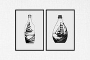 sailboat in bottle stencil v2, a Decorative Illustration by TaKong Magics (Thumbnail 5 of 5)