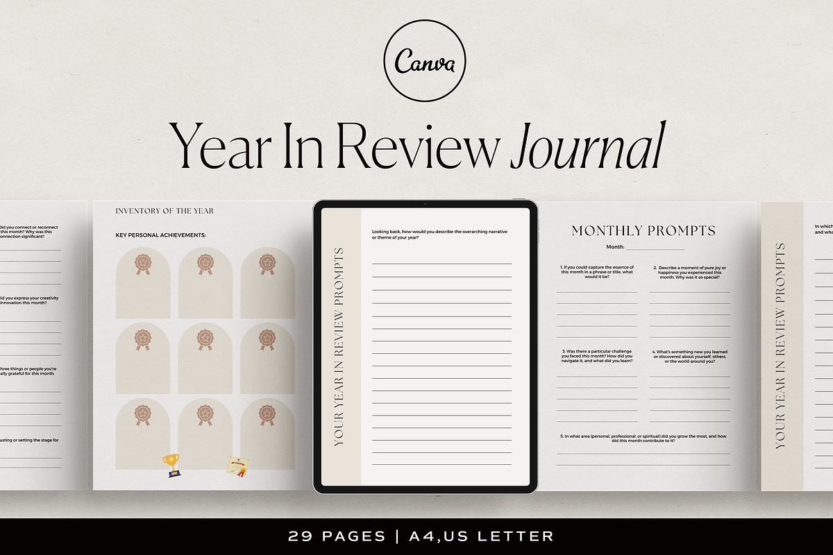 Year In Review Journal Canva, a Presentation Template by HelloKarla (Photo 1 of 6)