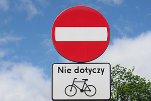 no entry sign excluded bikes, a Photo by WorldOfPhotos