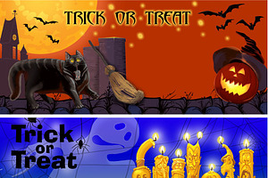 Six Card Invitation Of Halloween.