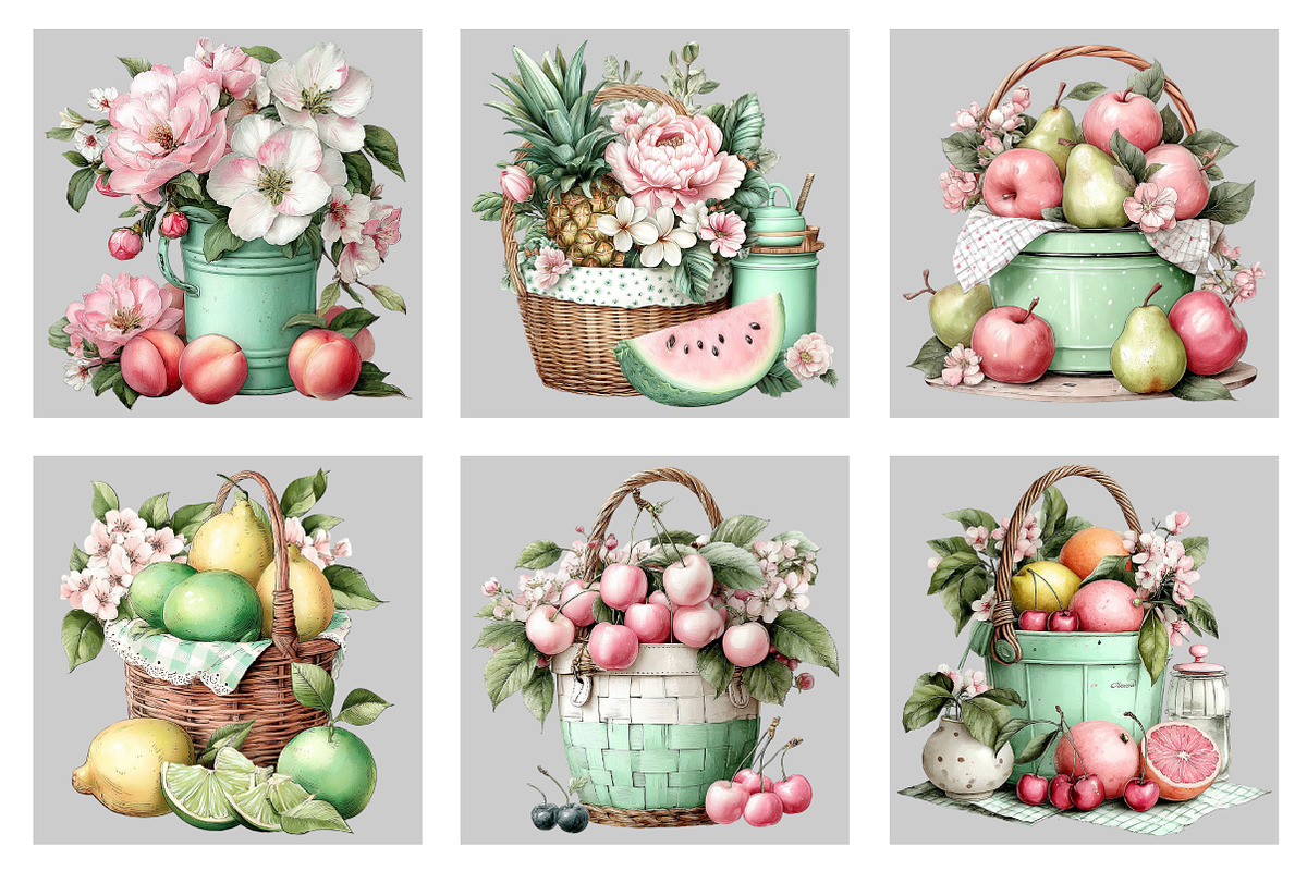 Summer Fruit Basket Clipart, an Illustration by Black Bird Studio (Photo 4 of 5)
