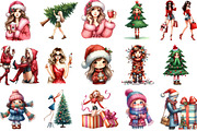 Christmas Funny Skinny Girl Clipart, an Illustration by Designking (Thumbnail 2 of 5)