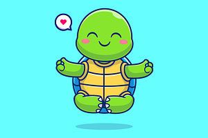 Cute Turtle Meditation Yoga Cartoon, an Animal Illustration by Catalyst Labs