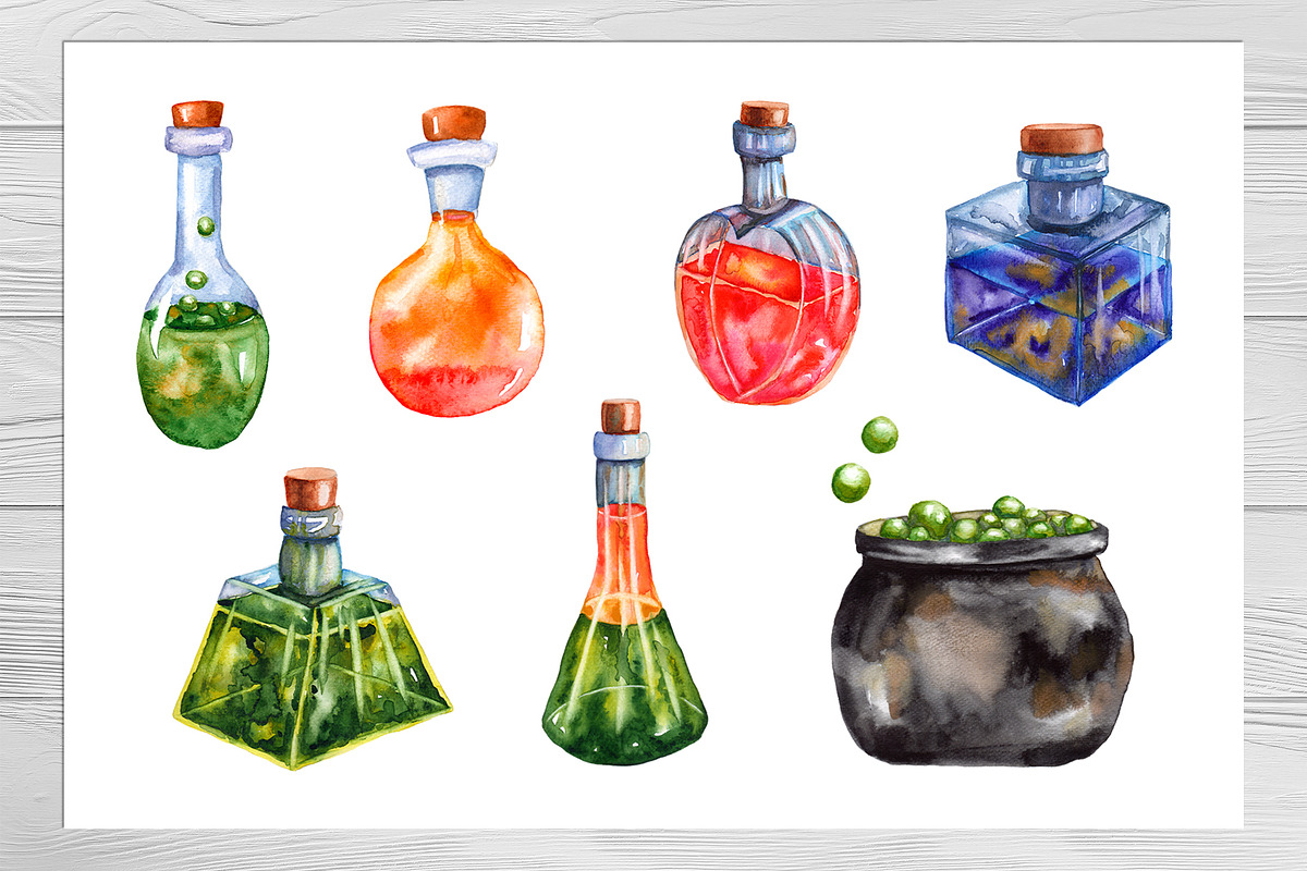 Watercolor magic potions collection, a Food Illustration by Olha's watercolor (Photo 4 of 7)