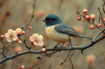 Beautiful small tomtit bird on a tree branch, an Animal Photo by AlyaAnd